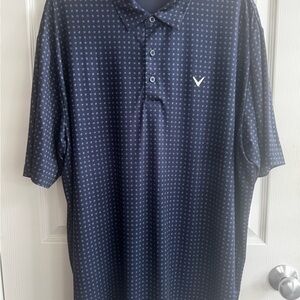 Callaway Men’s Blue Polo with Geometric Pattern